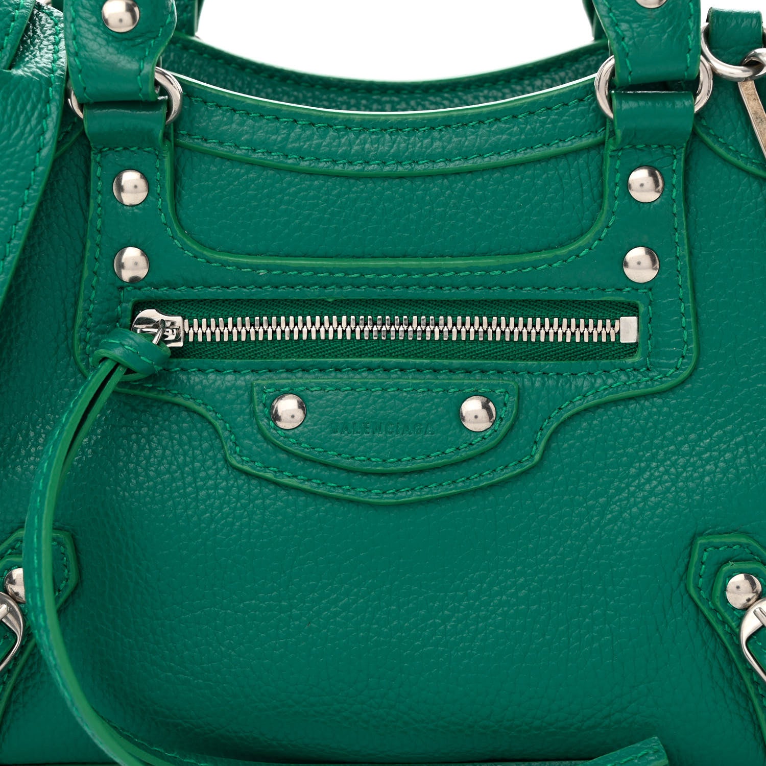 Balenciaga Grained Calfskin Neo Classic Silver Hardware Mini City Jade 8 of 14