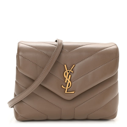 Saint Laurent Calfskin Y Quilted Monogram Toy Loulou Crossbody Bag Taupe 1 of 9
