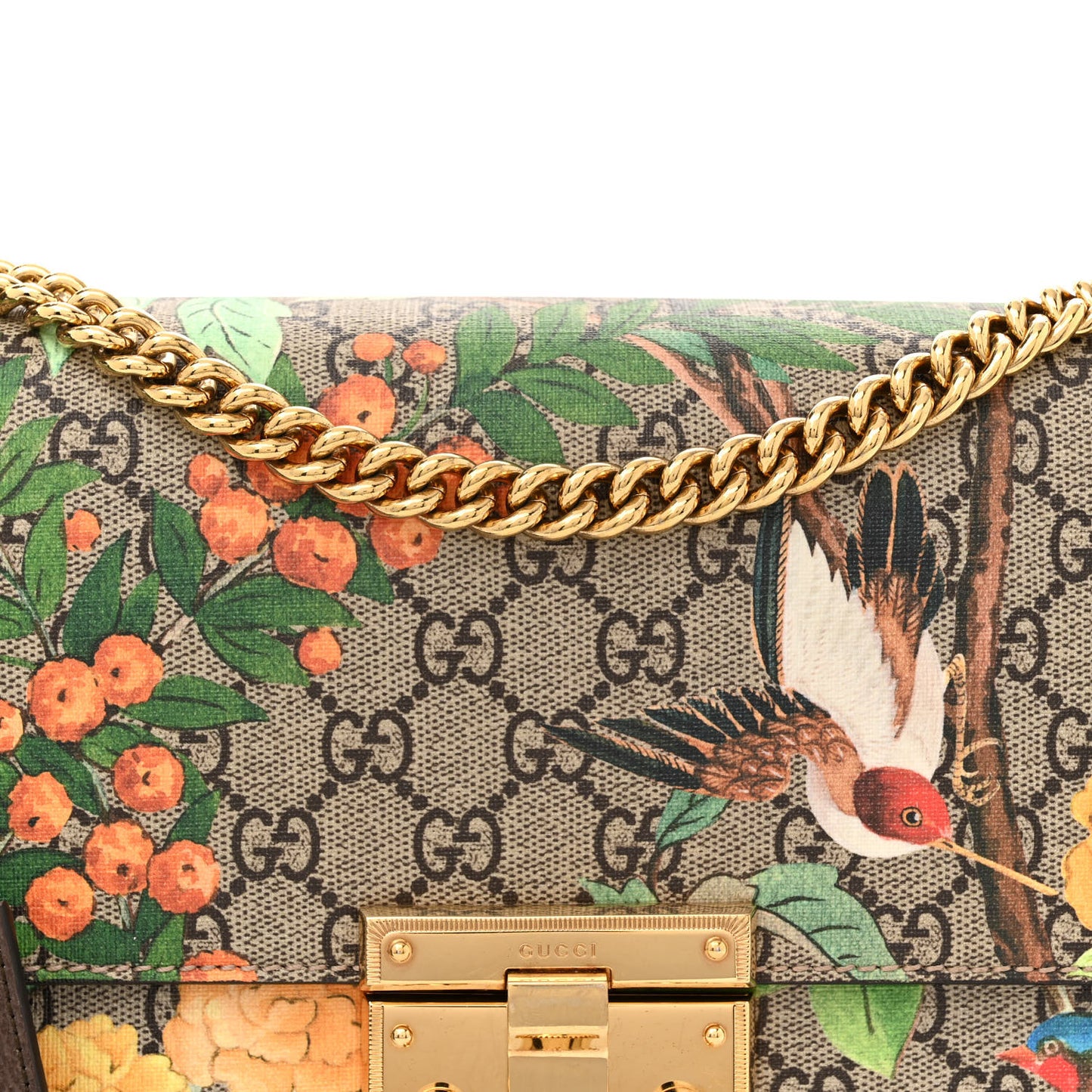 GG Supreme Monogram Tian Medium Padlock Shoulder Bag Beige Multicolor New Acero