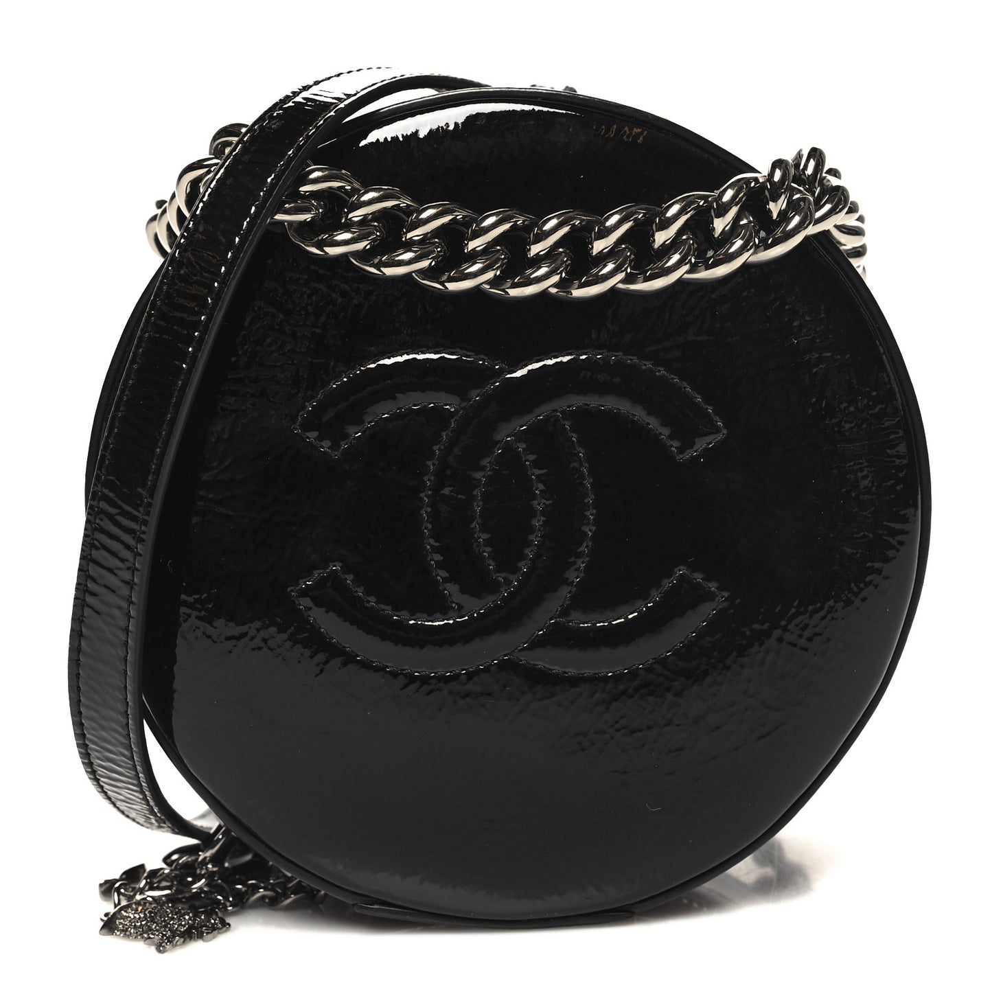 Patent Round As Earth Evening Bag Black