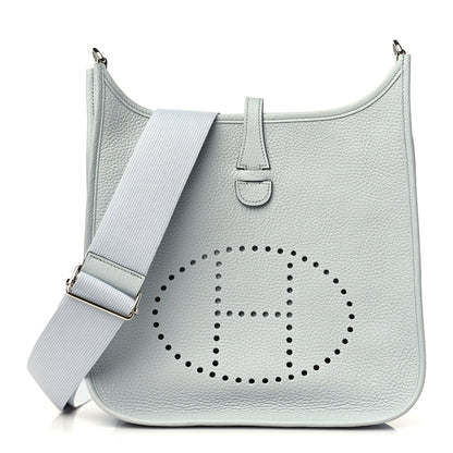 Hermes Taurillon Clemence Evelyne III PM Bleu Pale 1 of 10