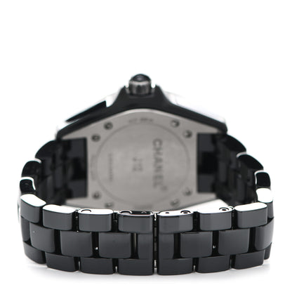 Chanel Stainless Steel Ceramic Diamond 33mm J12 Quartz Watch Black 3 of 4