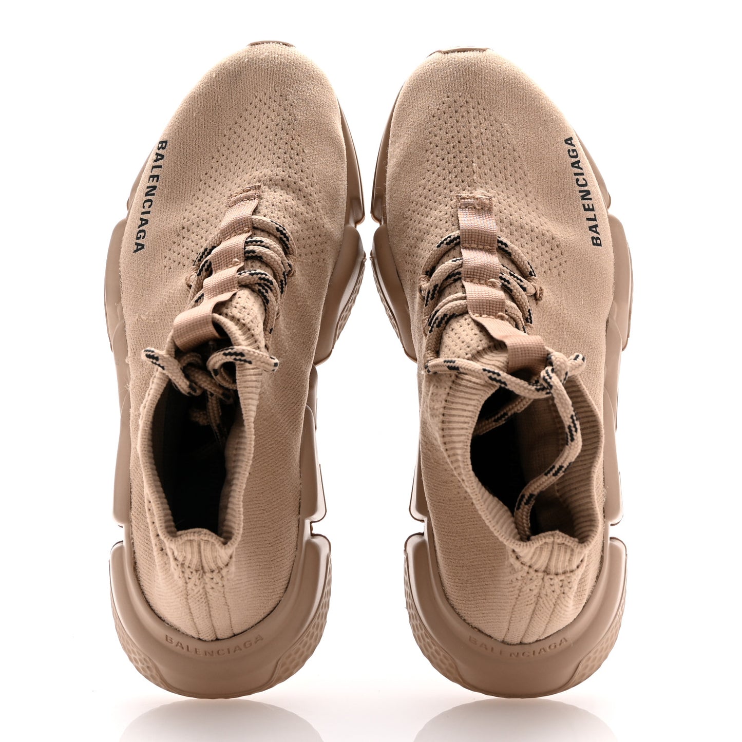 Technical 3D Knit Womens Speed Lace Up Sneakers 36 Beige