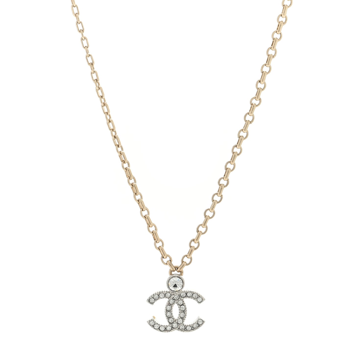 Crystal CC Necklace Silvery Gold