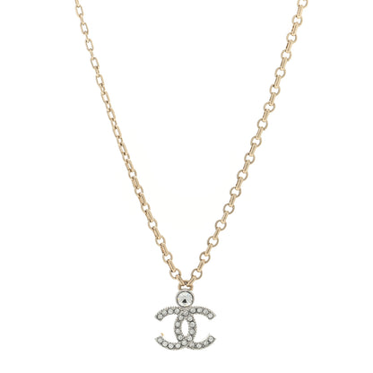 Chanel Crystal CC Necklace Silvery Gold 1 of 4