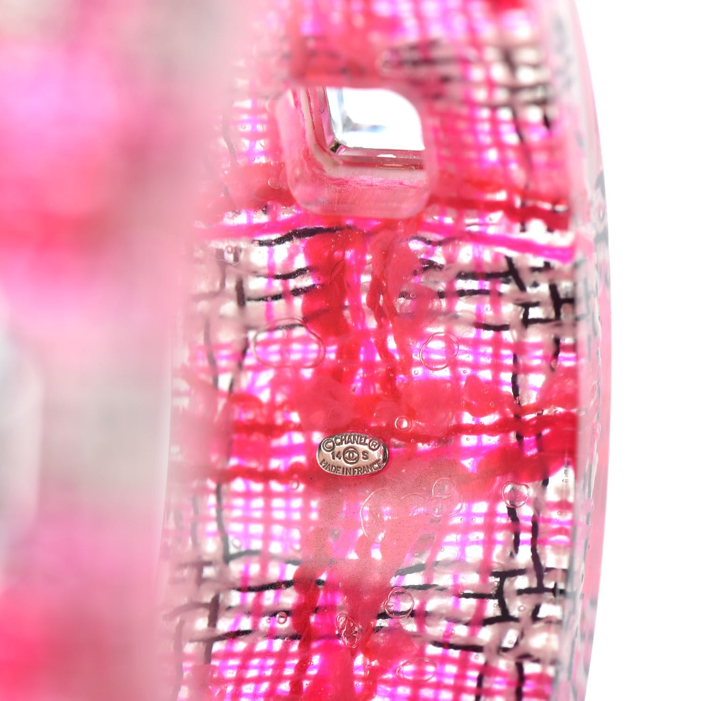 Resin Crystal CC Bangle Bracelet Pink