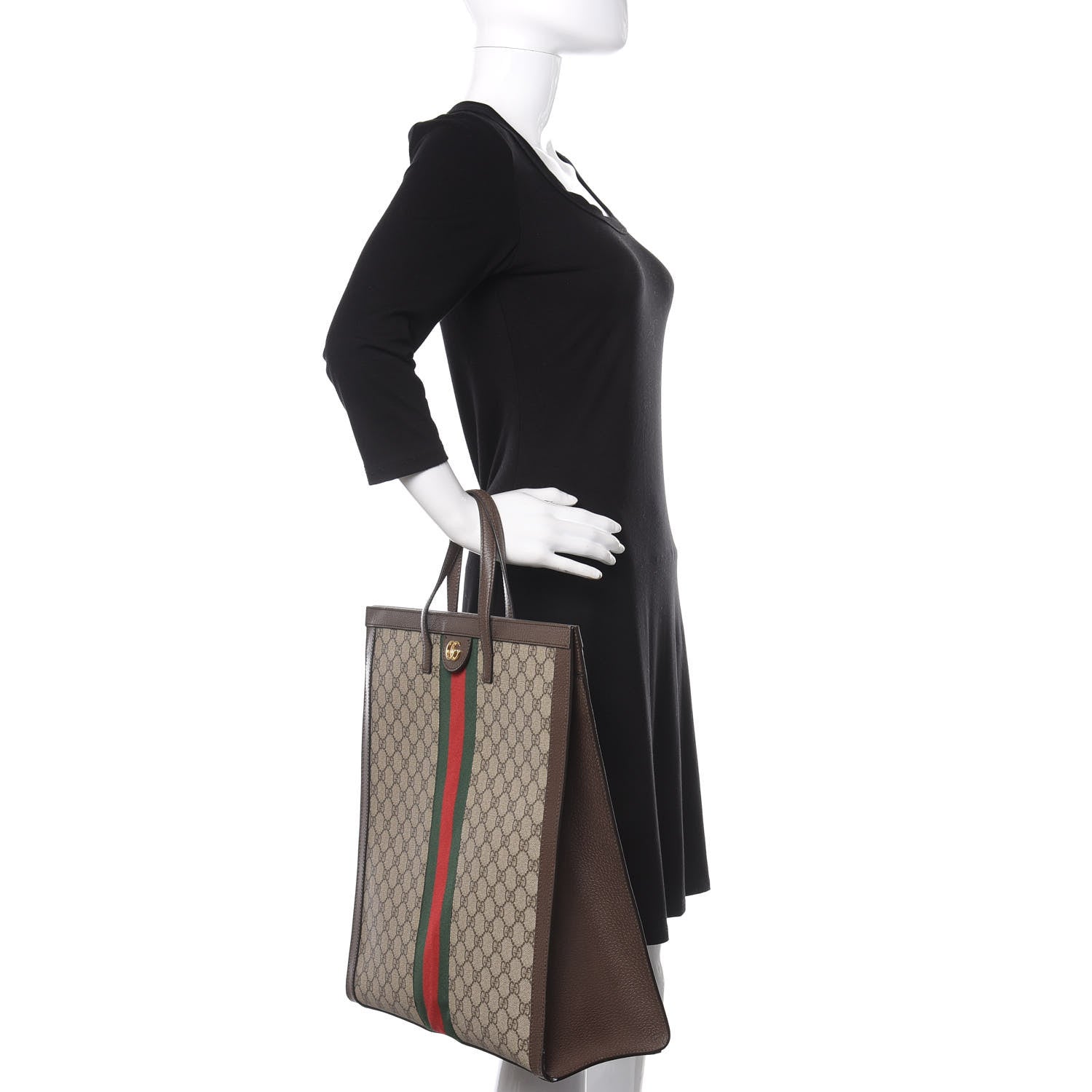 Gucci GG Supreme Monogram Web Ophidia Vertical Tote Brown 2 of 11