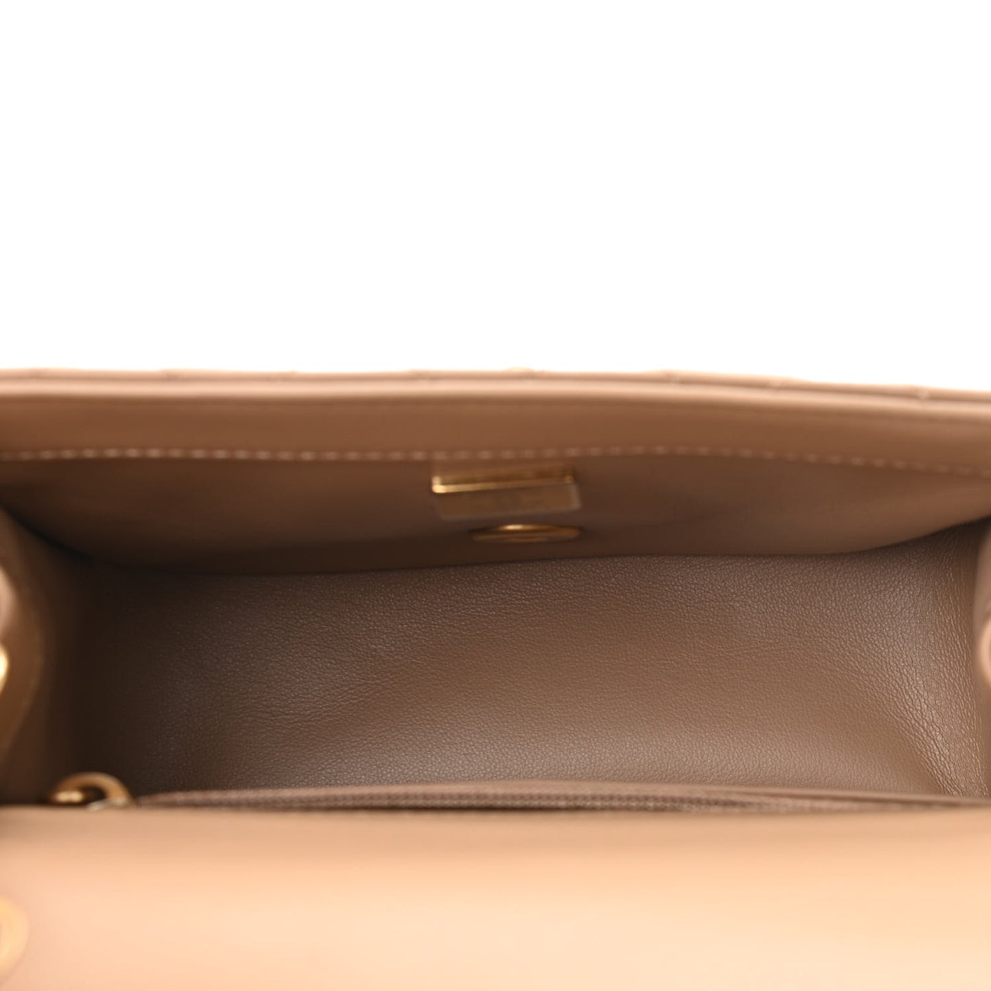 Lambskin Quilted Mini Pearl Crush Flap Dark Beige