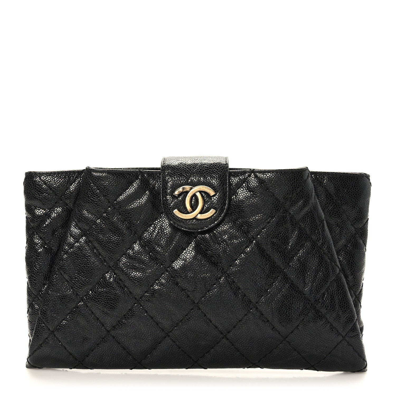 Chanel Caviar Quilted Coco Pleats Clutch Black 1 of 8