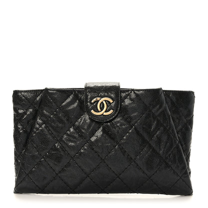 Chanel Caviar Quilted Coco Pleats Clutch Black 1 of 8