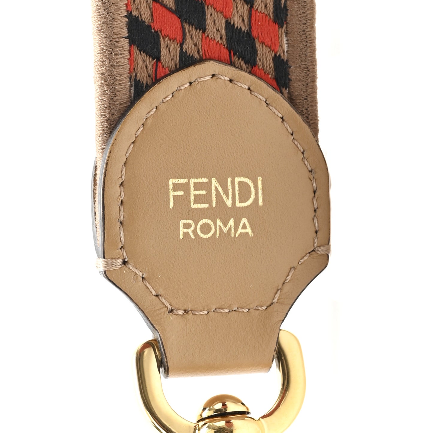 Ribbon Vitello King Logo Embossed Gingham Woven Adjustable Strap You
