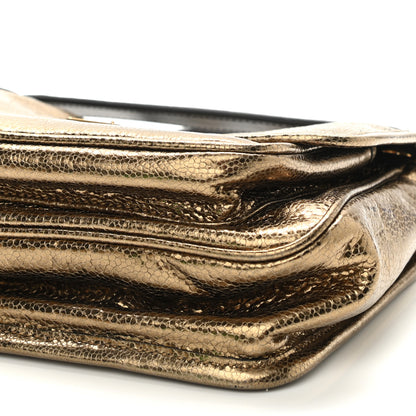 Saint Laurent Metallic Cracked Calfskin Matelasse Monogram Baby Niki Chain Satchel Gold 10 of 10