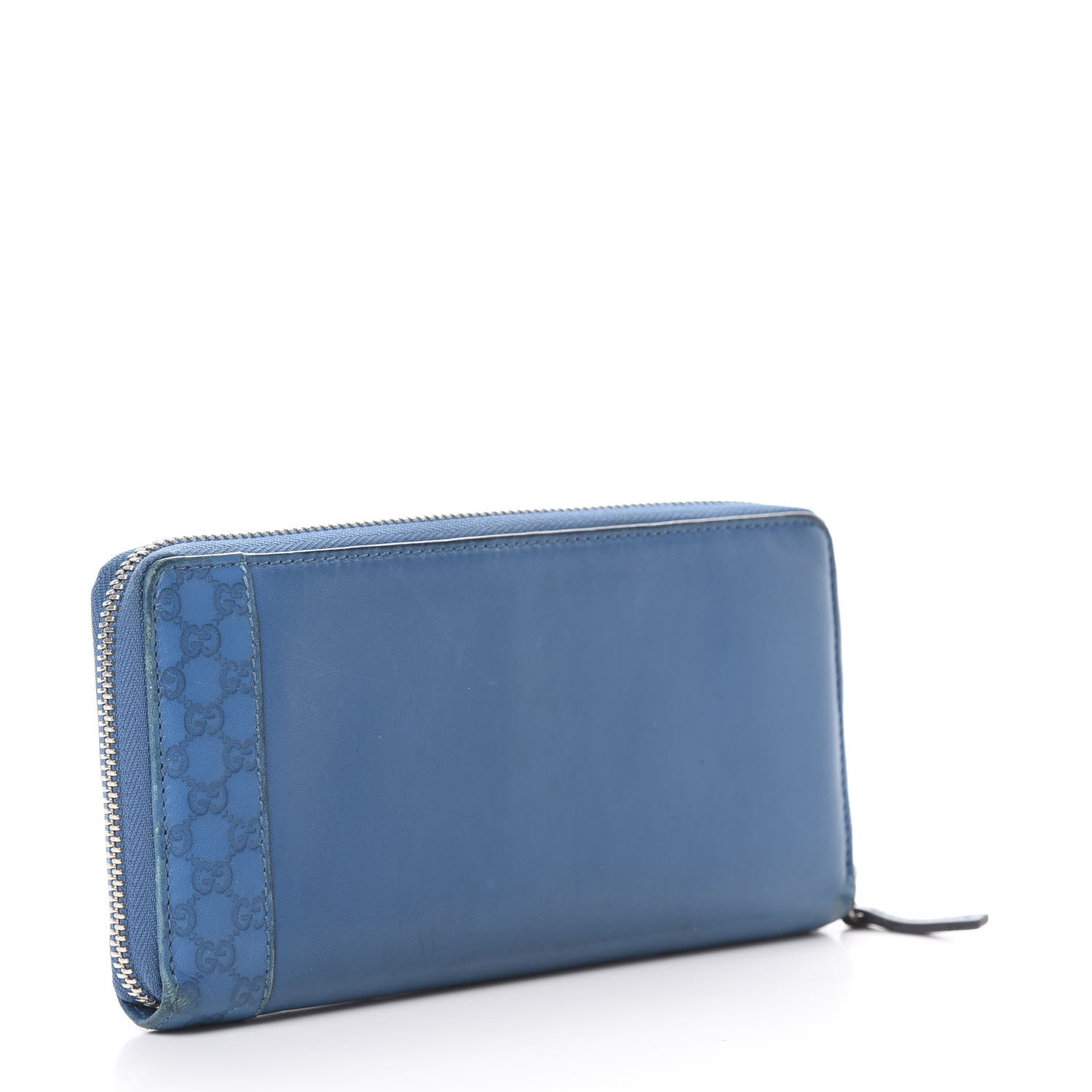 Gucci Lambskin Guccissima Long Zip Around Wallet Dark Blue 2 of 11