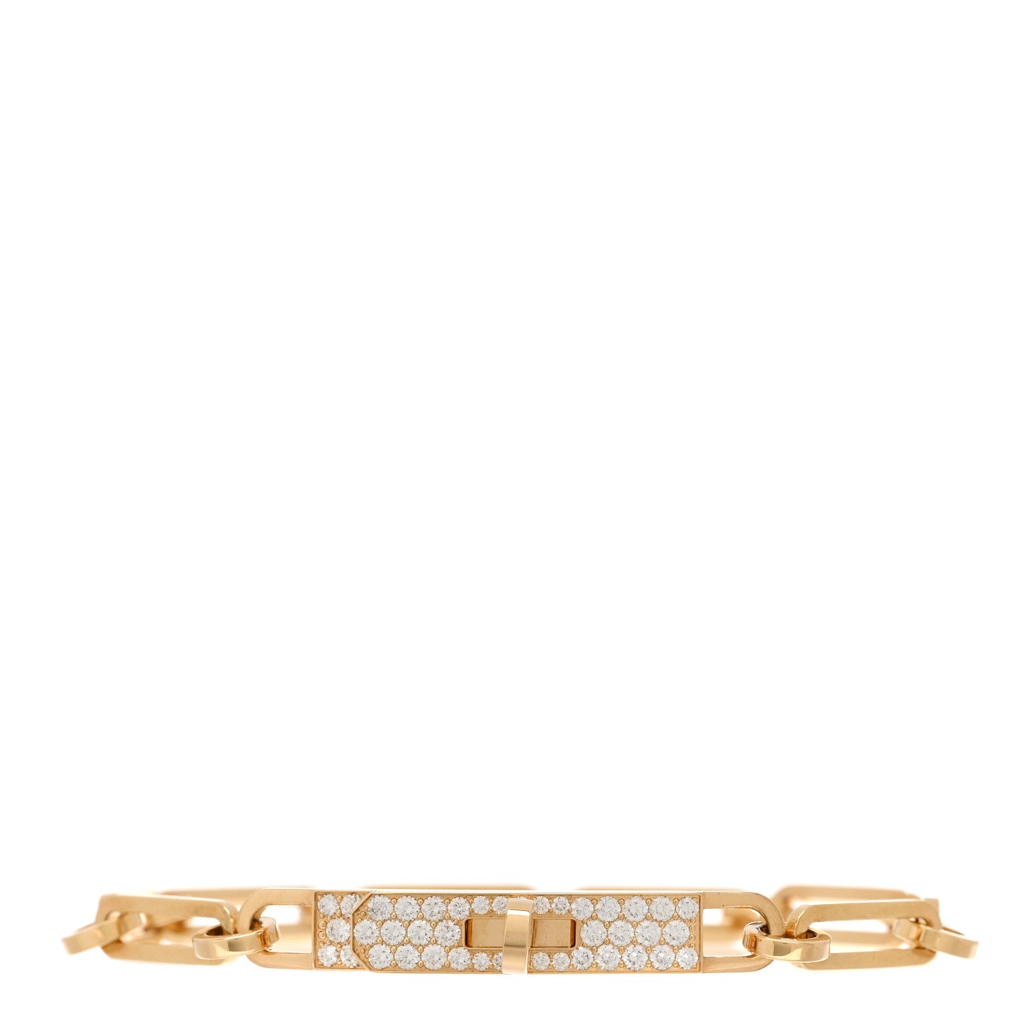 Hermes 18K Rose Gold Diamond Pave PM Kelly Chaine Bracelet SH 1 of 4