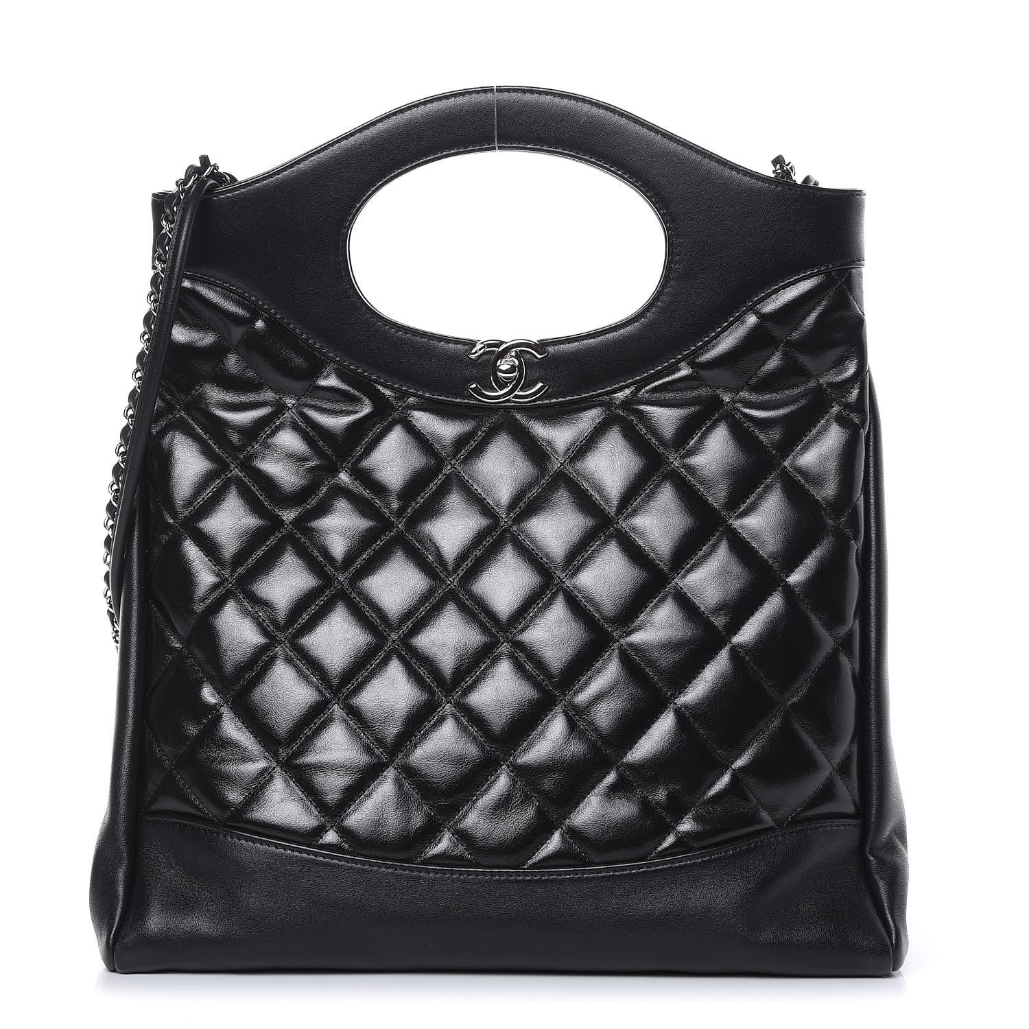 Chanel Glazed Lambskin Quilted Small 31 Shopping Bag Black 1 of 11