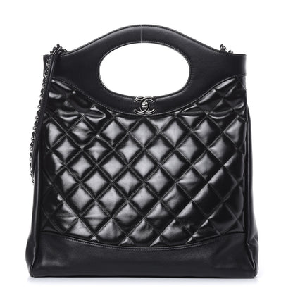Chanel Glazed Lambskin Quilted Small 31 Shopping Bag Black 1 of 11