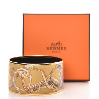Hermes Enamel Printed Concours d'Etrier Extra Wide Bracelet 65 6 of 6
