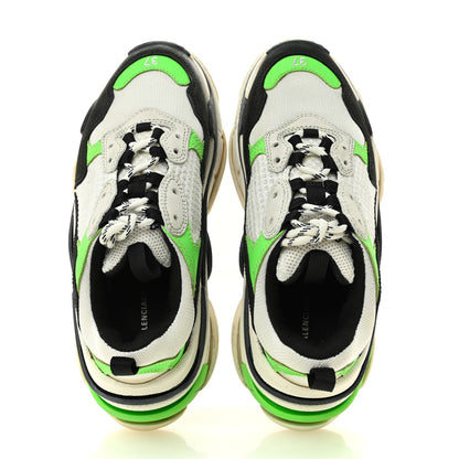 Balenciaga Fabric Mesh Womens Triple S Sneakers 37 White Green Fluo Black 2 of 12