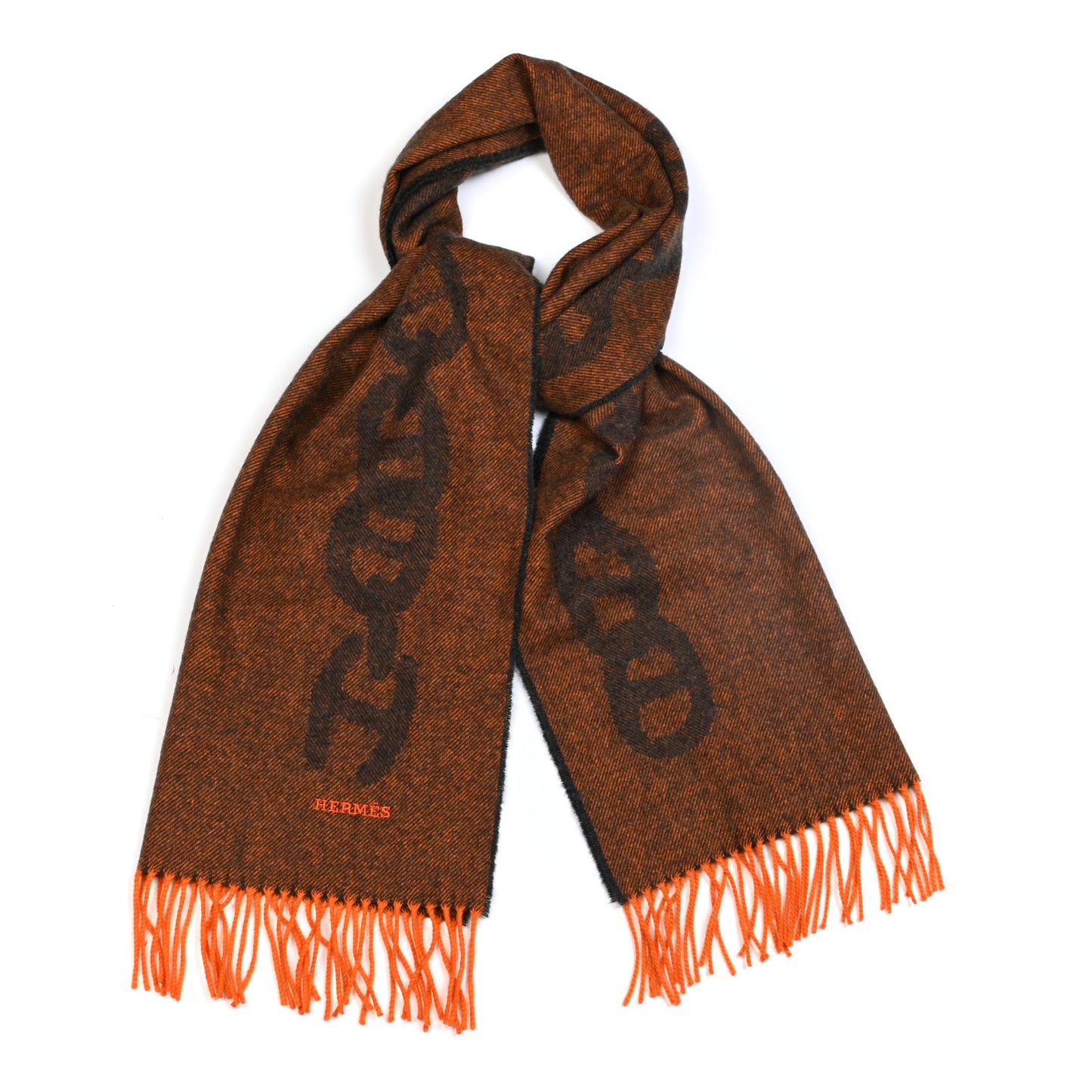 Cashmere Crazy Chain Muffler Orange Anthracite