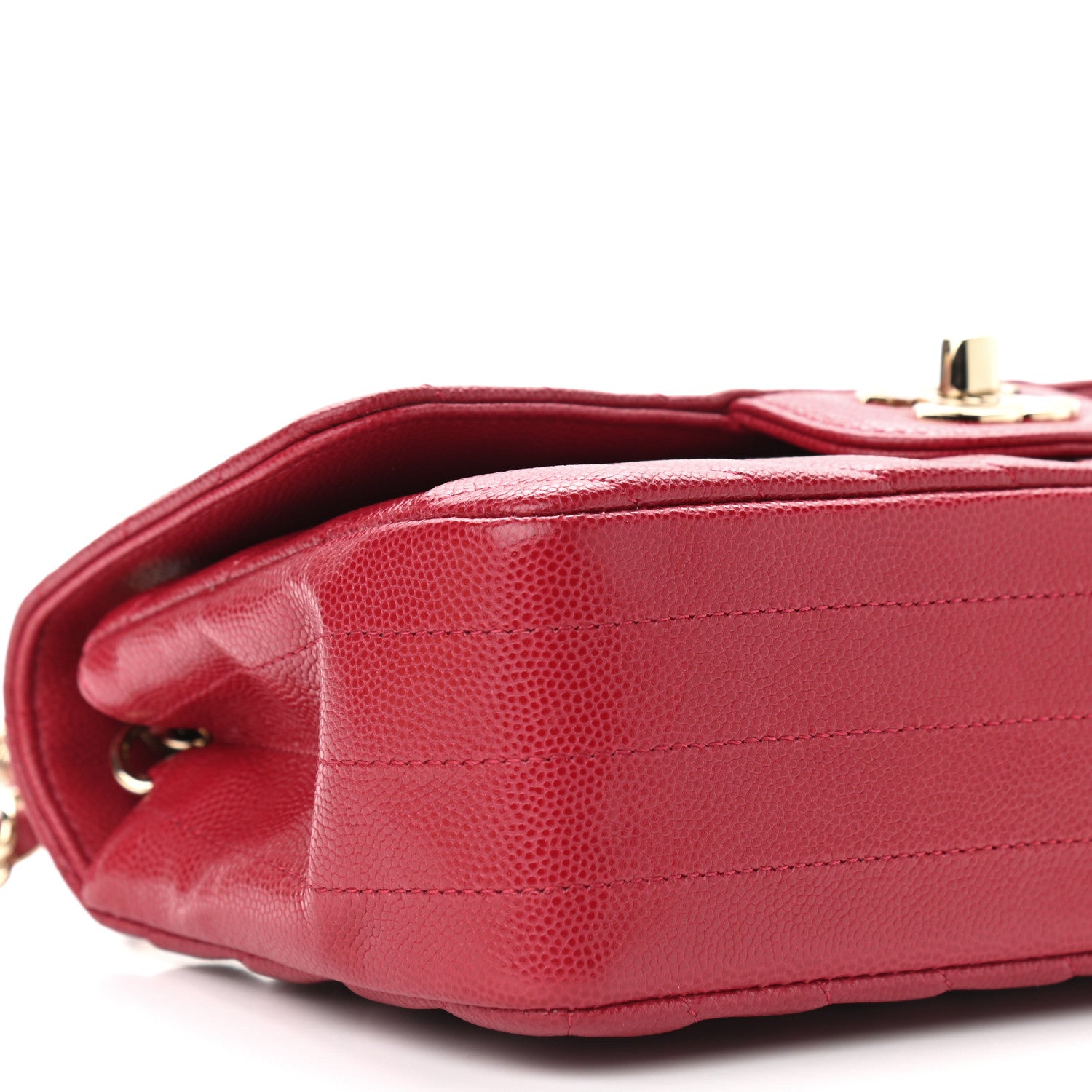 Chanel Caviar Chevron Quilted Mini Rectangular Flap Dark Red 8 of 9