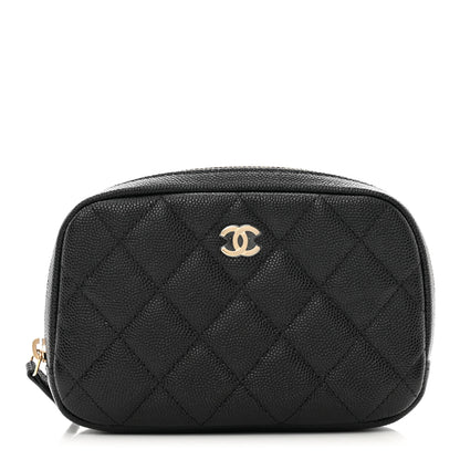 Chanel Caviar Quilted Small Curvy Pouch Cosmetic Case Black 1 of 8