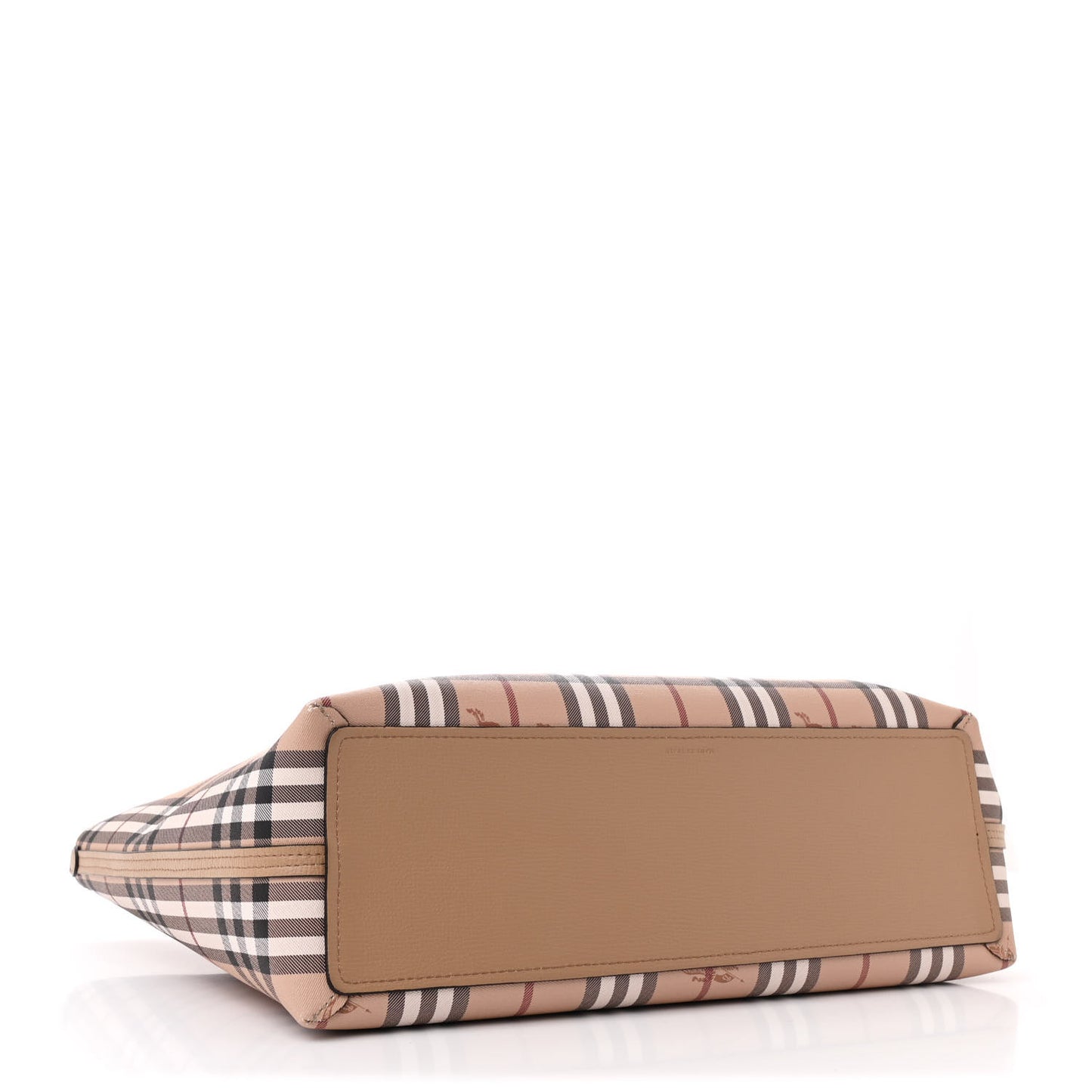 Grainy Calfskin Haymarket Check Medium Reversible Tote Camel