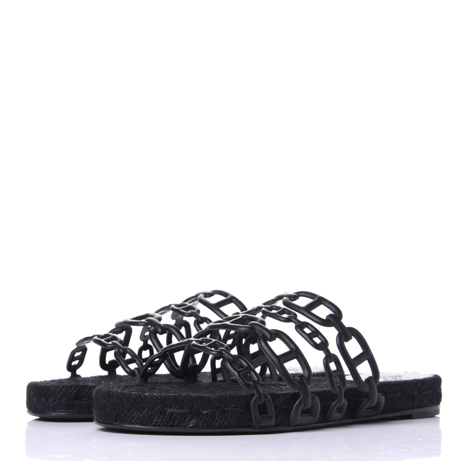 Hermes Nappa Ancone Espadrille Sandals 36 Black 3 of 10