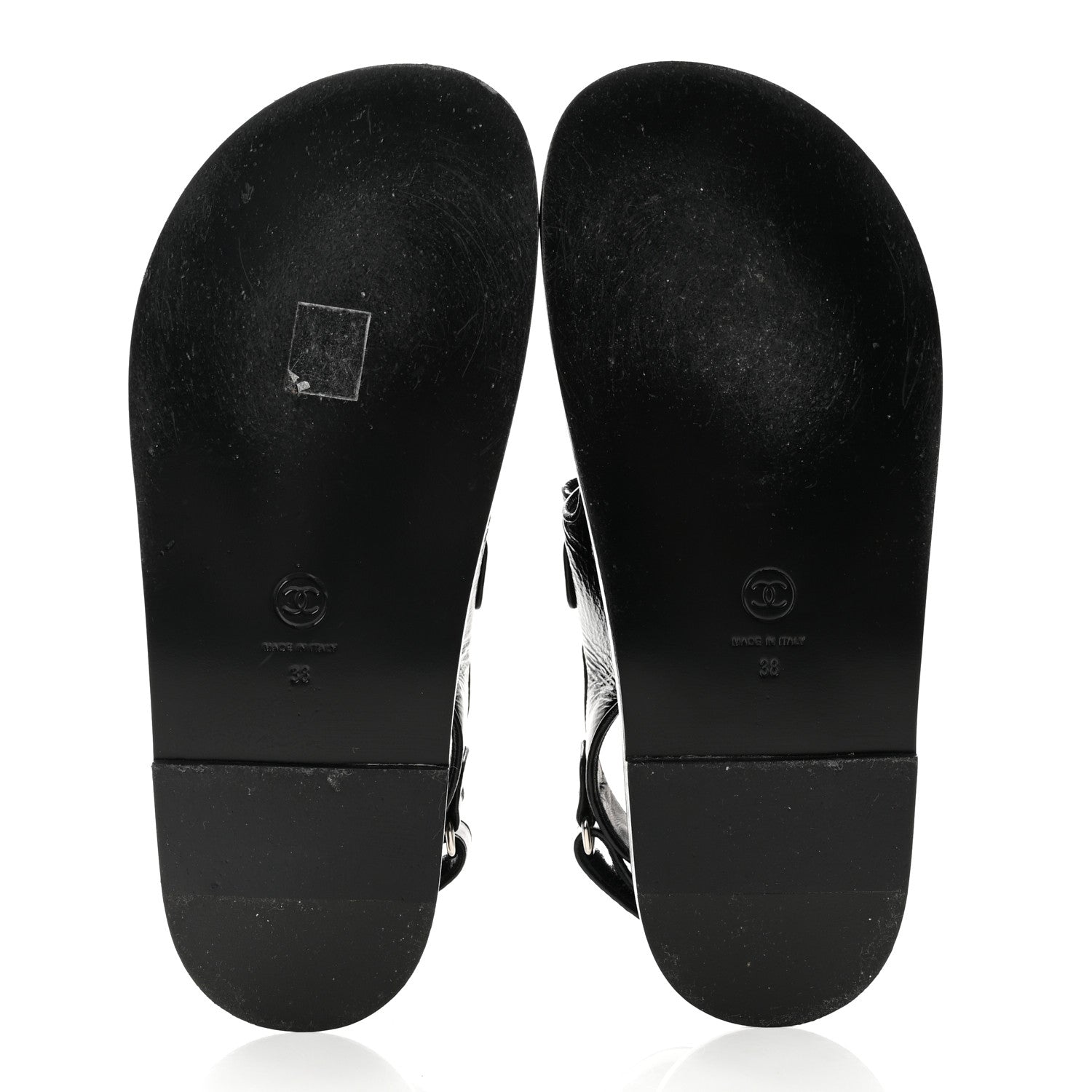 Chanel Patent Calfskin Velcro Dad Sandals 38 Black 5 of 8
