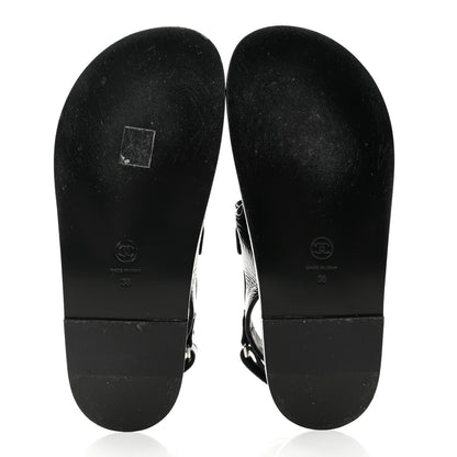 Chanel Patent Calfskin Velcro Dad Sandals 38 Black 5 of 8