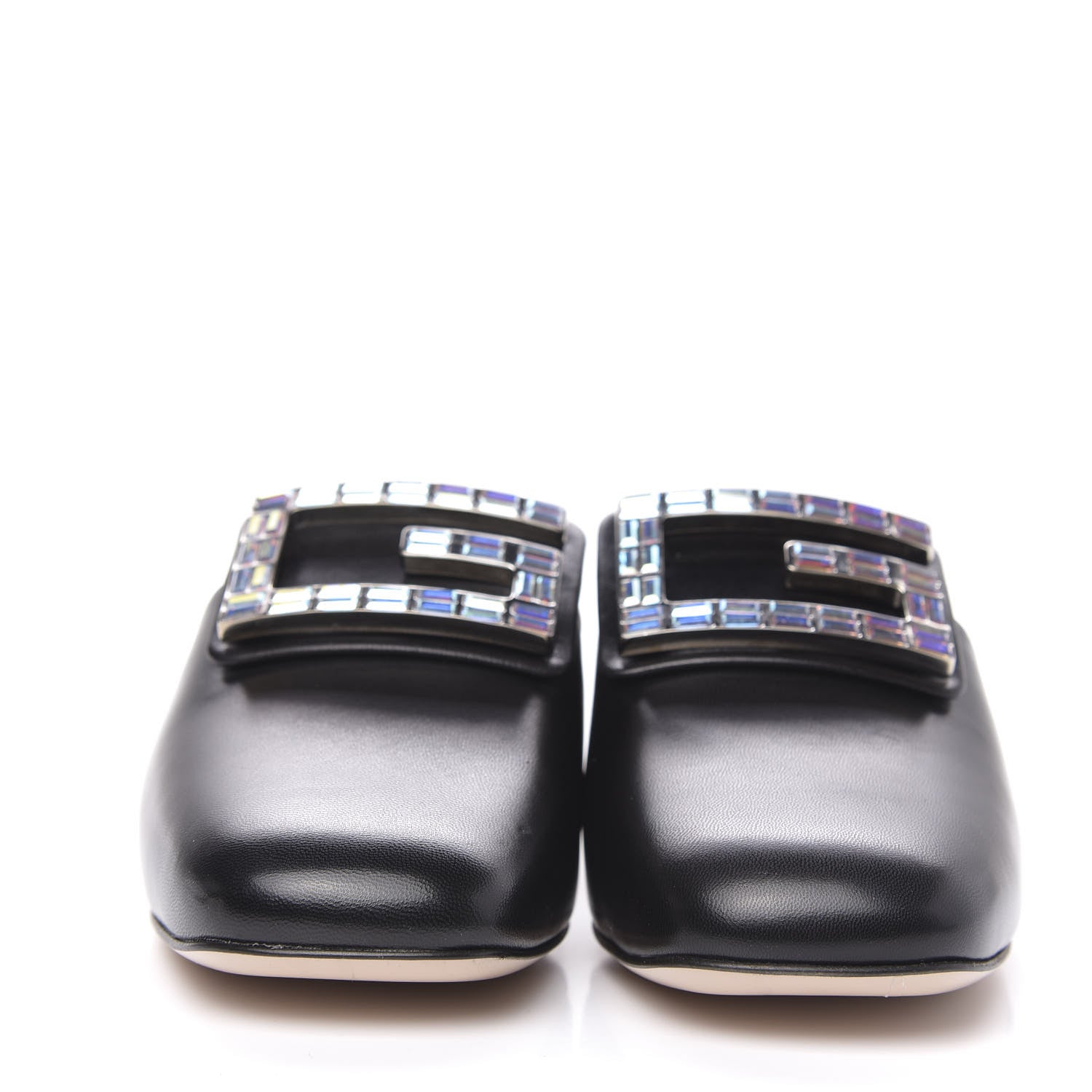 Gucci Malaga Kid Crystal Square G Madelyn Mules 37 Black 2 of 9