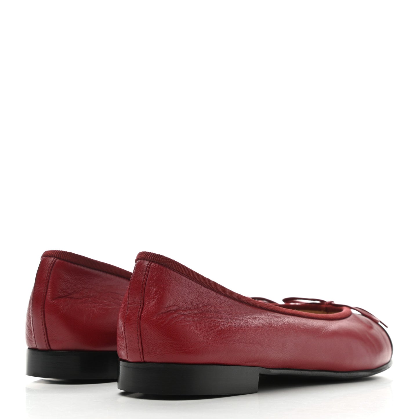 Lambskin CC Cap Toe Ballerina Flats 39 Red Black