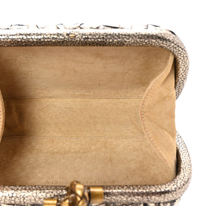 Bottega Veneta Metallic Intrecciato Woven Knot Clutch Gold Black 5 of 6