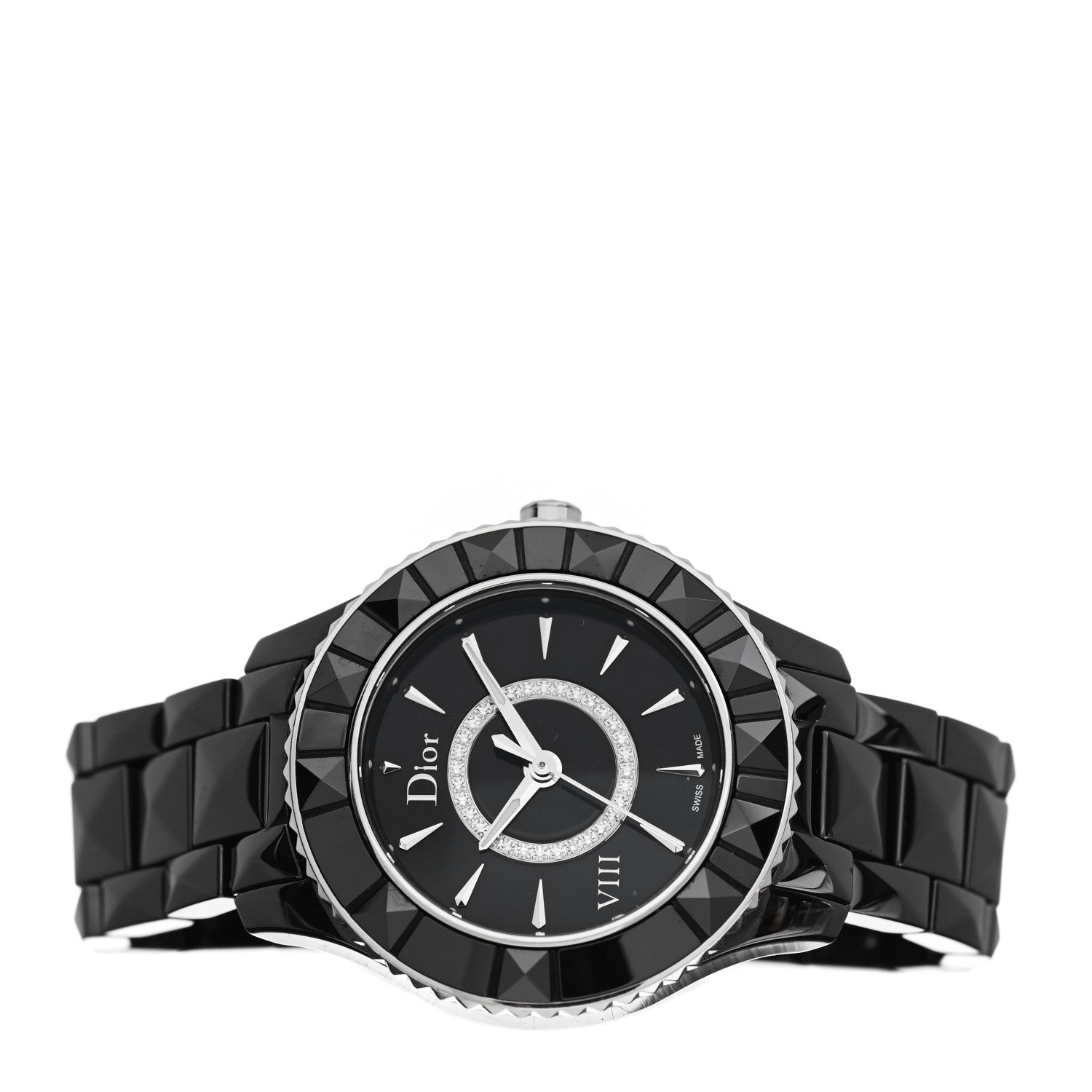 Christian Dior Stainless Steel Ceramic Diamond 34mm Dior VIII Quartz Watch Black 2 of 5