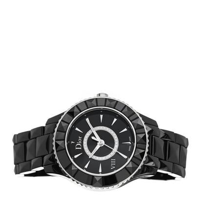 Christian Dior Stainless Steel Ceramic Diamond 34mm Dior VIII Quartz Watch Black 2 of 5