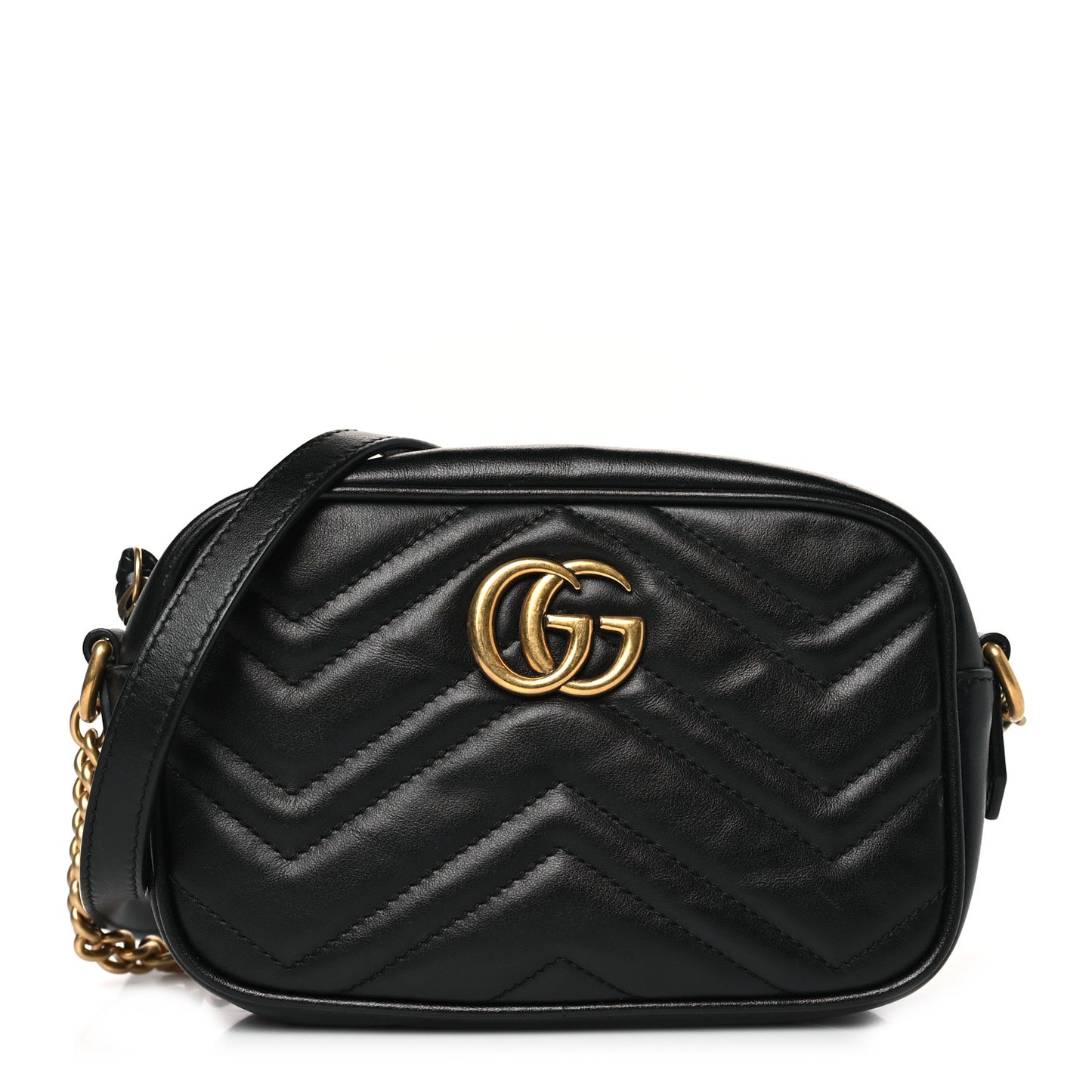 Calfskin Matelasse Mini GG Marmont Chain Shoulder Bag Black