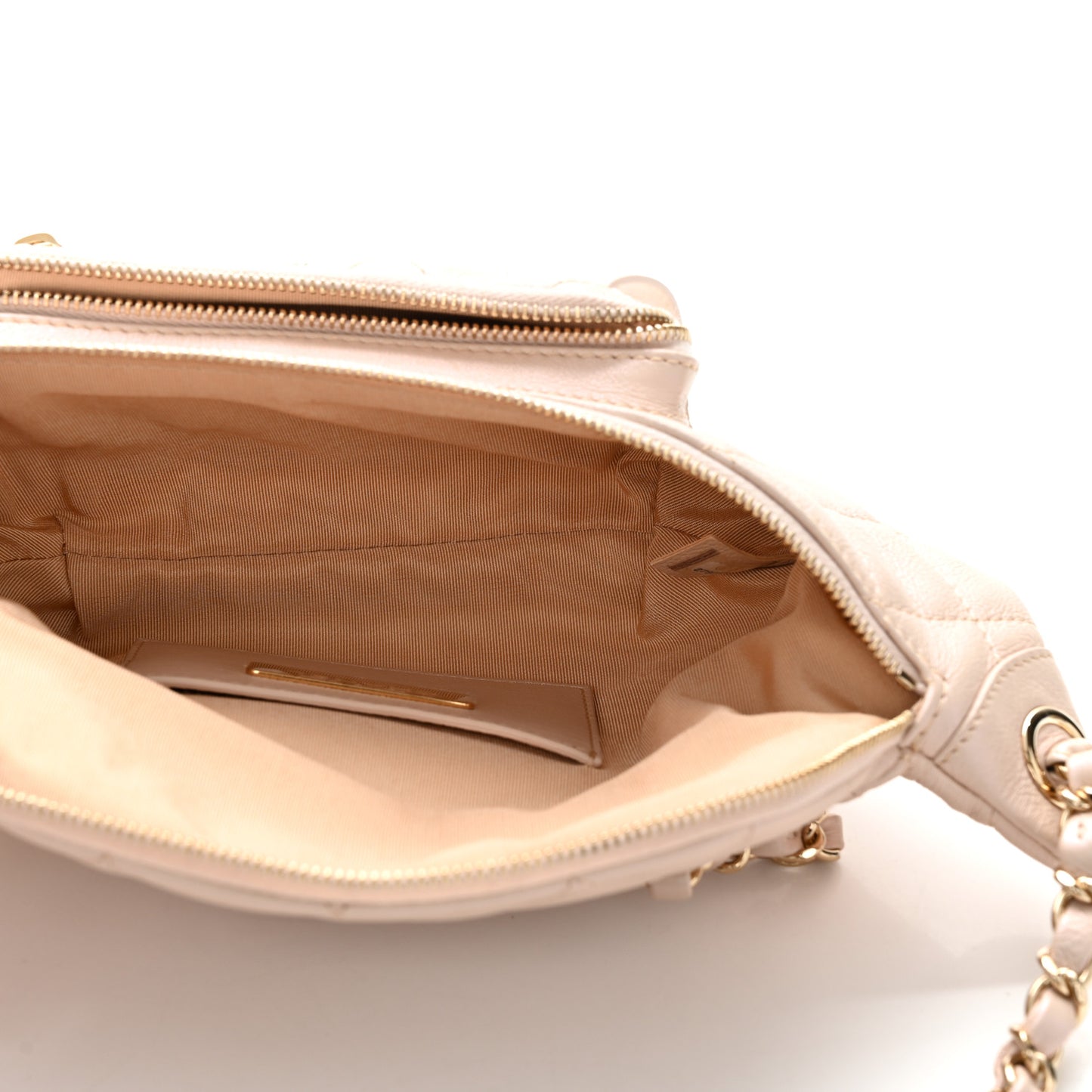 Iridescent Calfskin Quilted All About Waist Belt Bag Beige