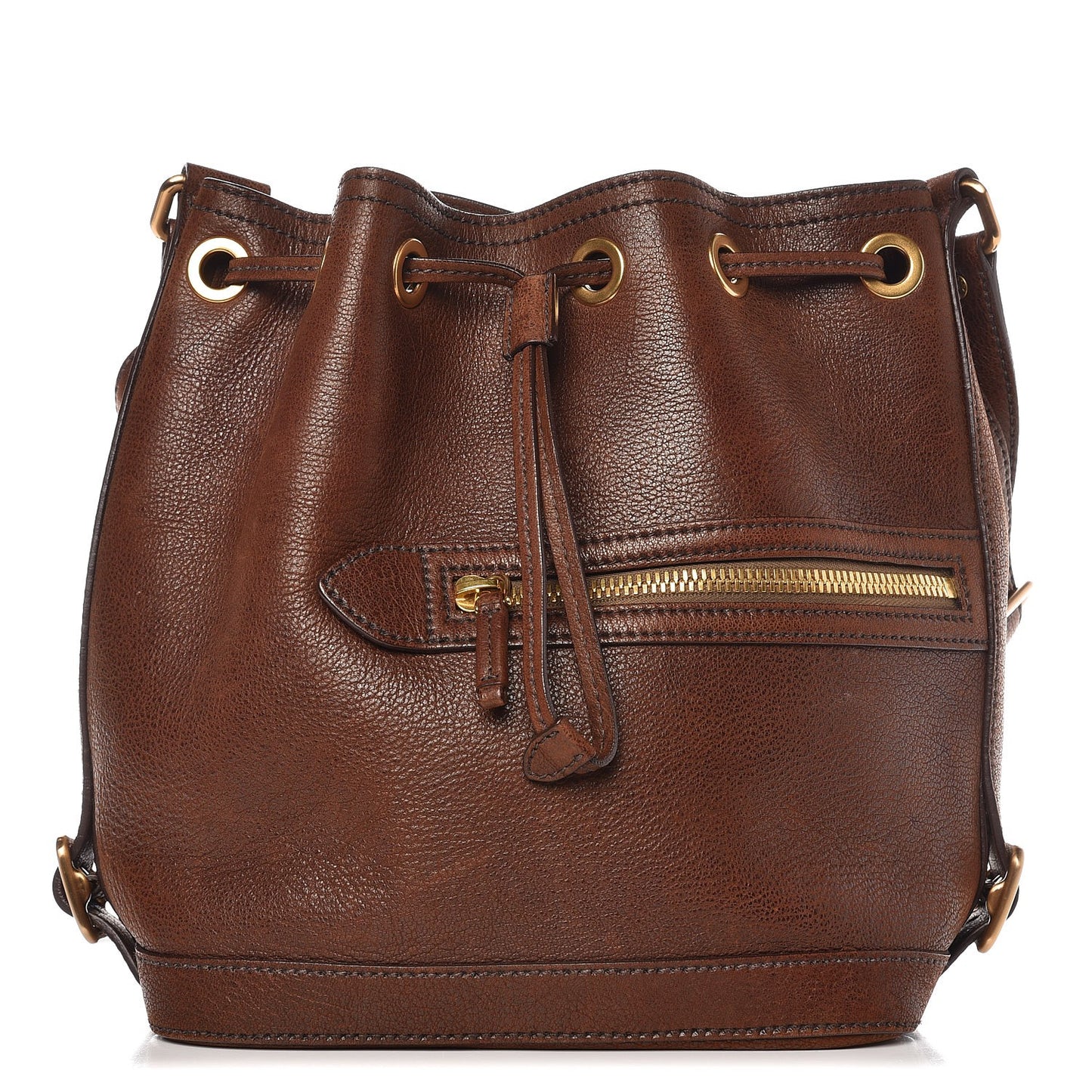 Vitello Daino Drawstring Bucket Brown
