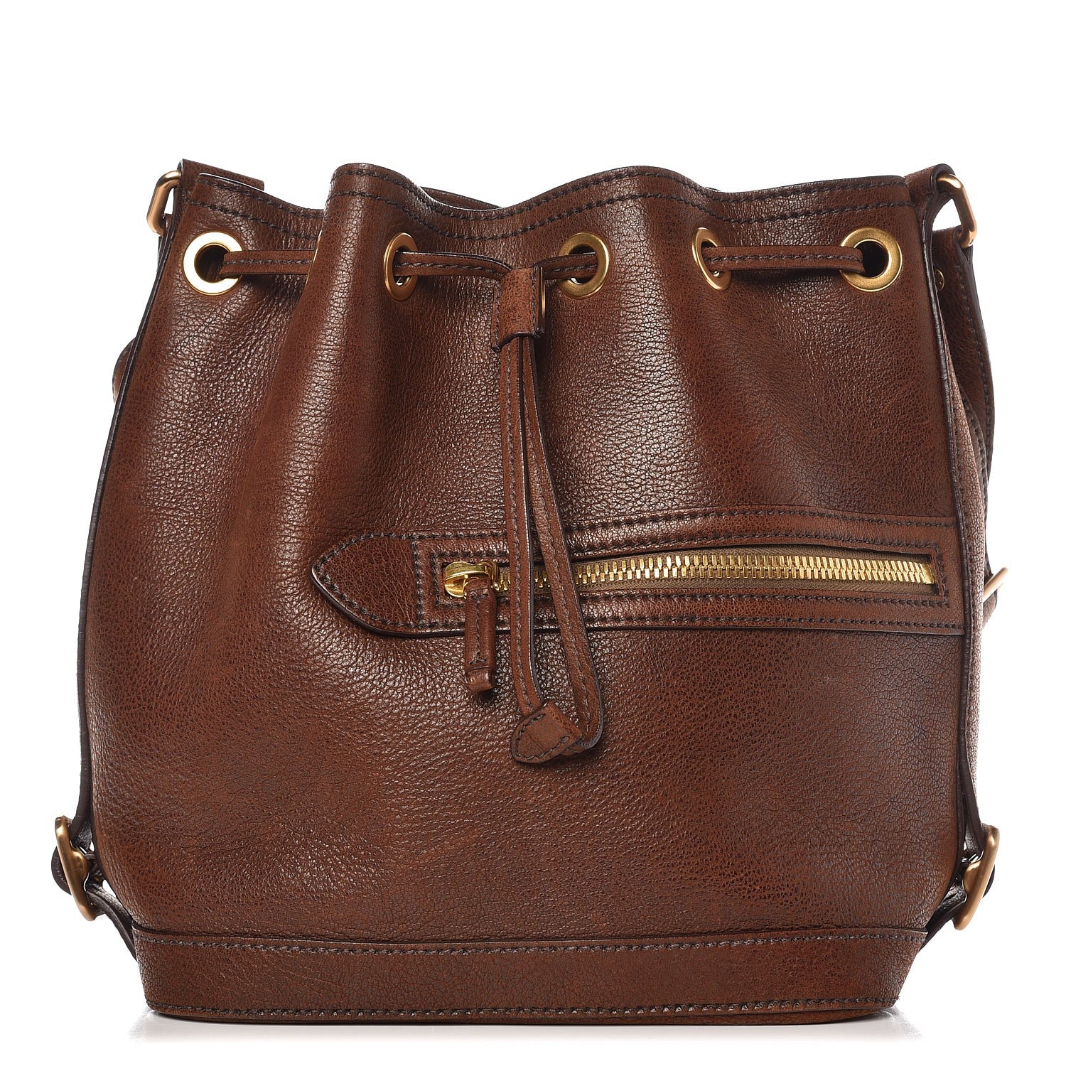 Prada Vitello Daino Drawstring Bucket Brown 1 of 10