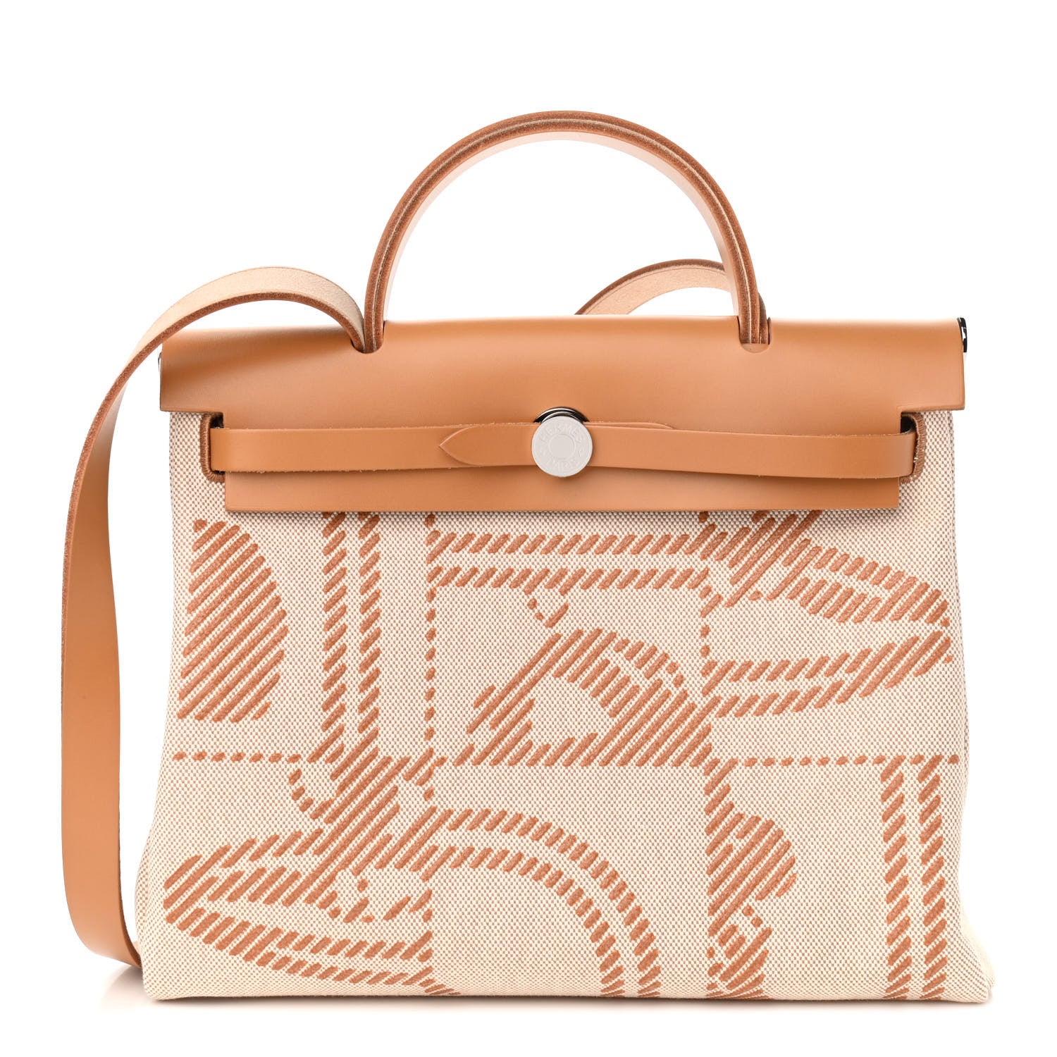 Hermes Vache Hunter Toile H Brides de Gala Herbag Zip Retourne 31 PM Natural 3 of 11