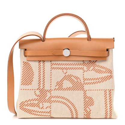 Hermes Vache Hunter Toile H Brides de Gala Herbag Zip Retourne 31 PM Natural 3 of 11