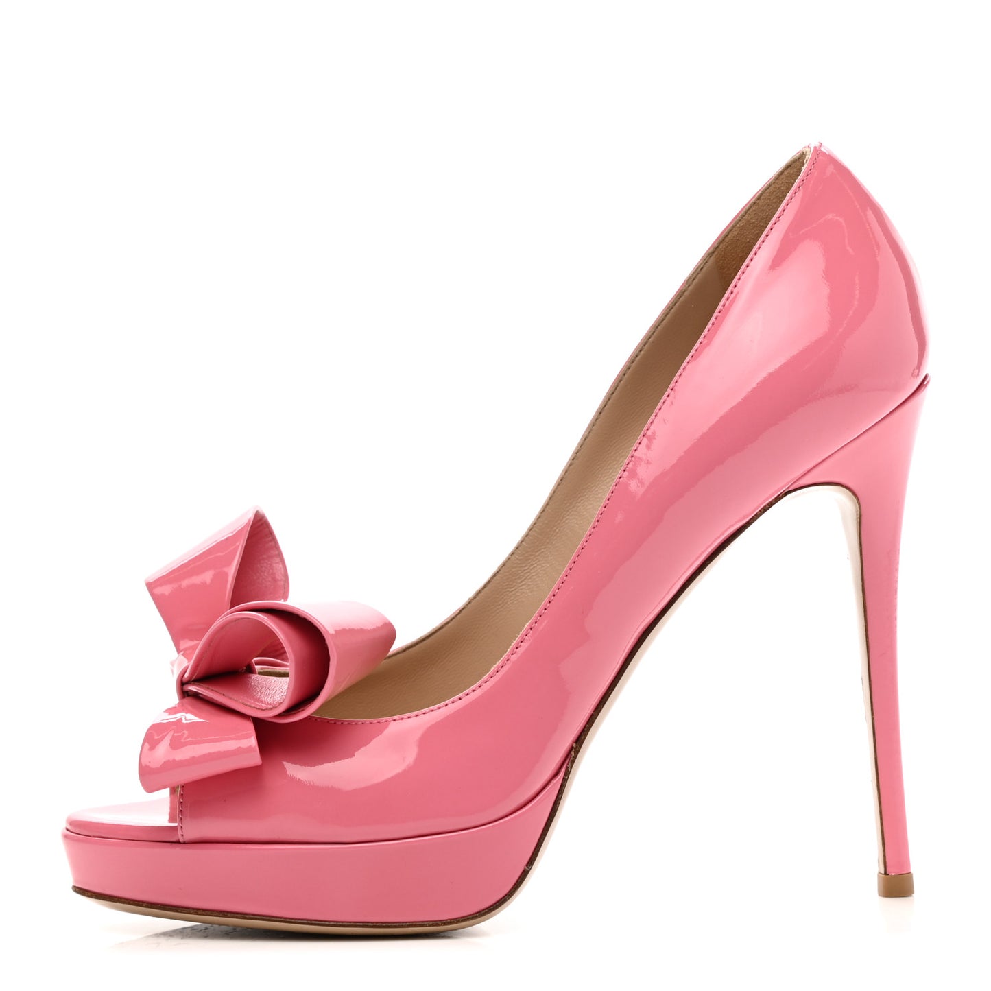 Patent Couture Bow Peep Toe 30/125mm Platform Pumps 38 Rosa