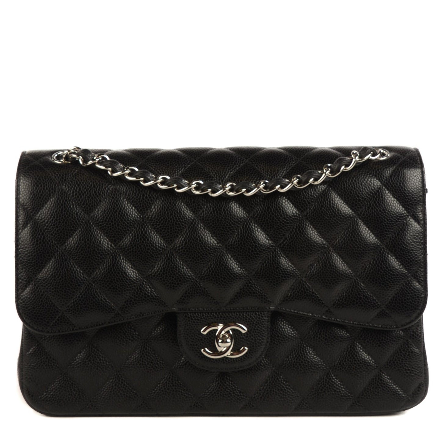 Caviar Quilted Jumbo Double Flap Black