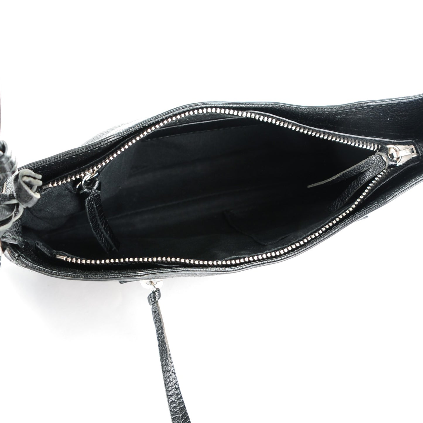 Chevre Silver Metallic Edge Hardware Hip Black