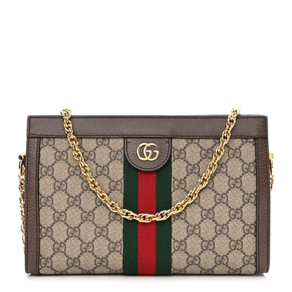 Gucci GG Supreme Monogram Web Small Ophidia Chain Shoulder Bag Brown 1 of 10