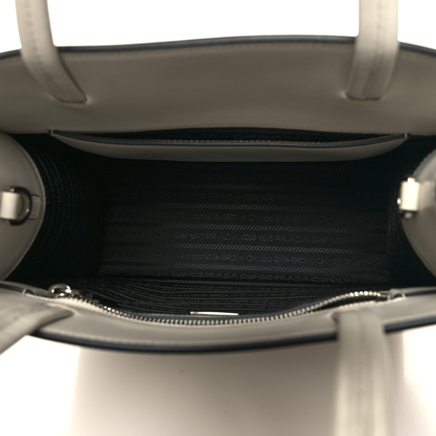 Prada Calfskin Triangle Tote Bag White 5 of 9
