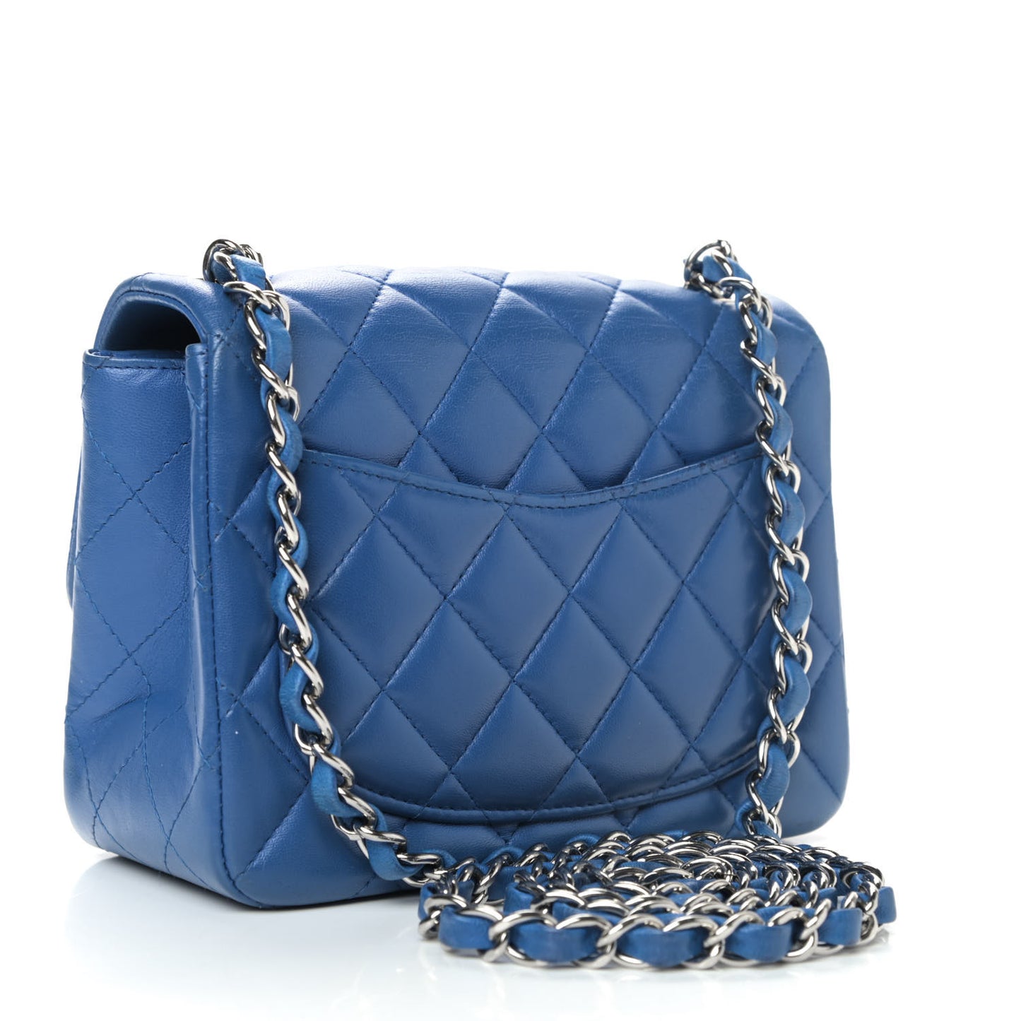 Lambskin Quilted Mini Square Flap Blue