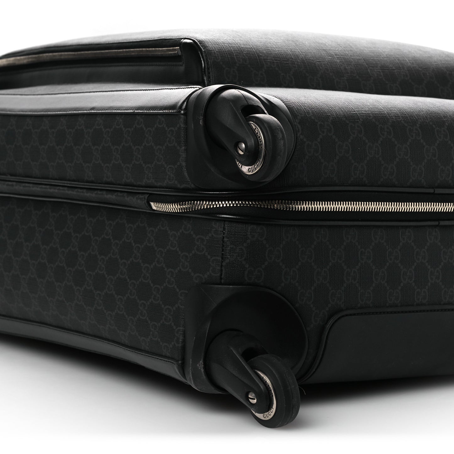 GG Supreme Monogram Large Four Wheel Suitcase Black Grey