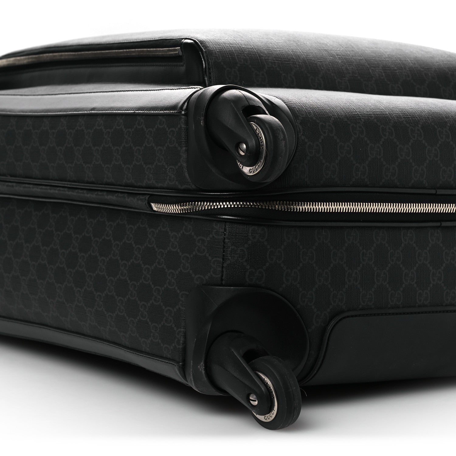 Gucci GG Supreme Monogram Large Four Wheel Suitcase Black Grey 8 of 10