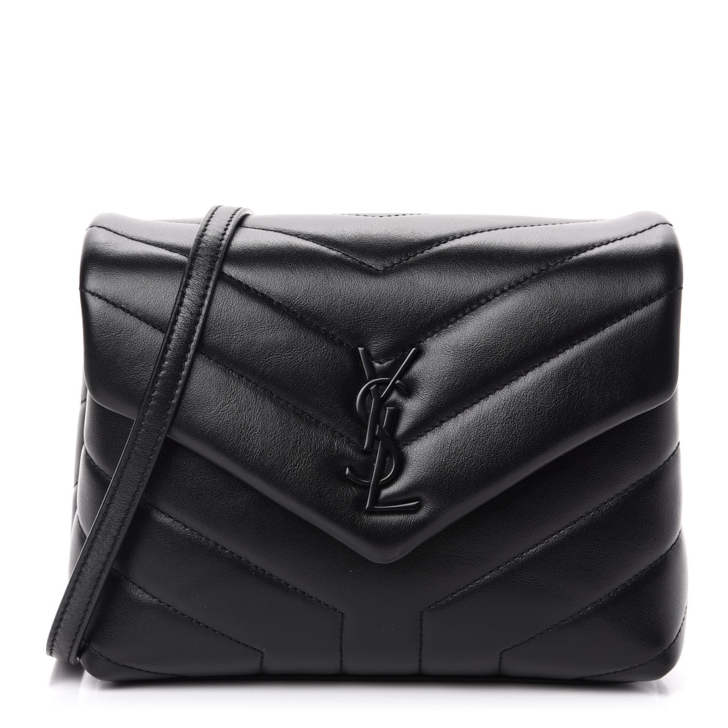 Saint Laurent Calfskin Y Quilted Monogram Toy Loulou Crossbody Bag Black 1 of 12