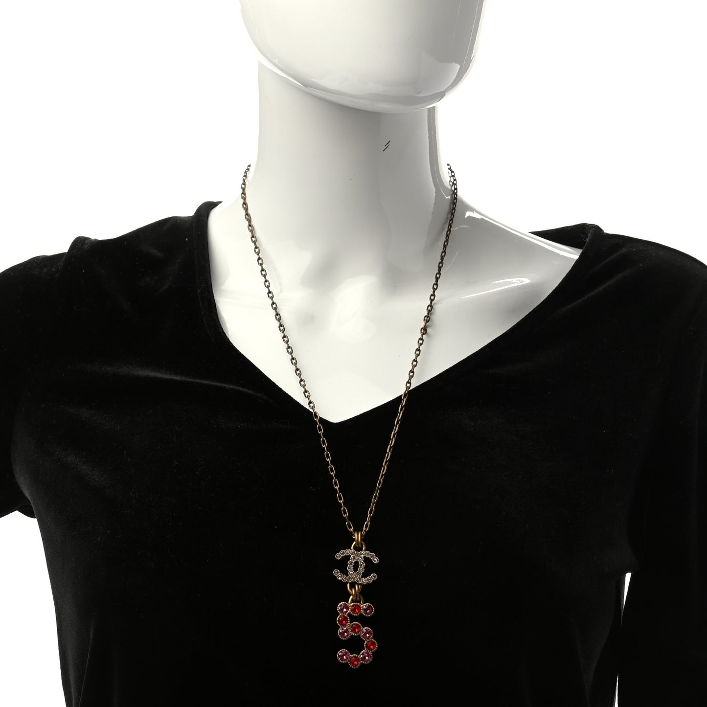 Metal Crystal City of Lights Necklace Pendant Red Gold